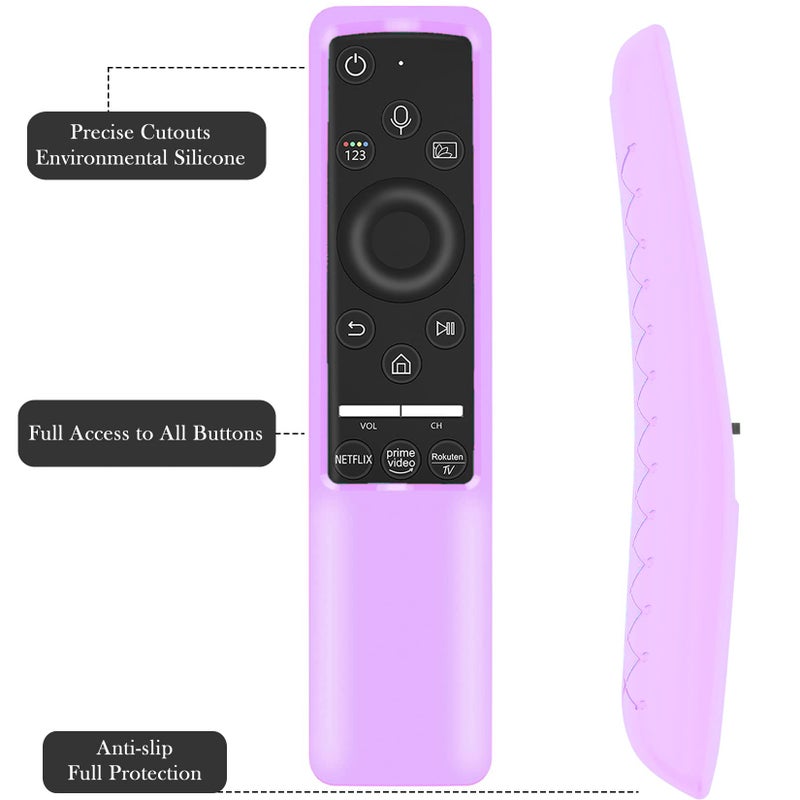 Lambcare Case Compatible with Samsung Smart TV Remote Controller BN59 Series, Light Weight Silicone Cover Protector Shockproof Anti-Slip Remote Skin Sleeve - Purple - Image 4